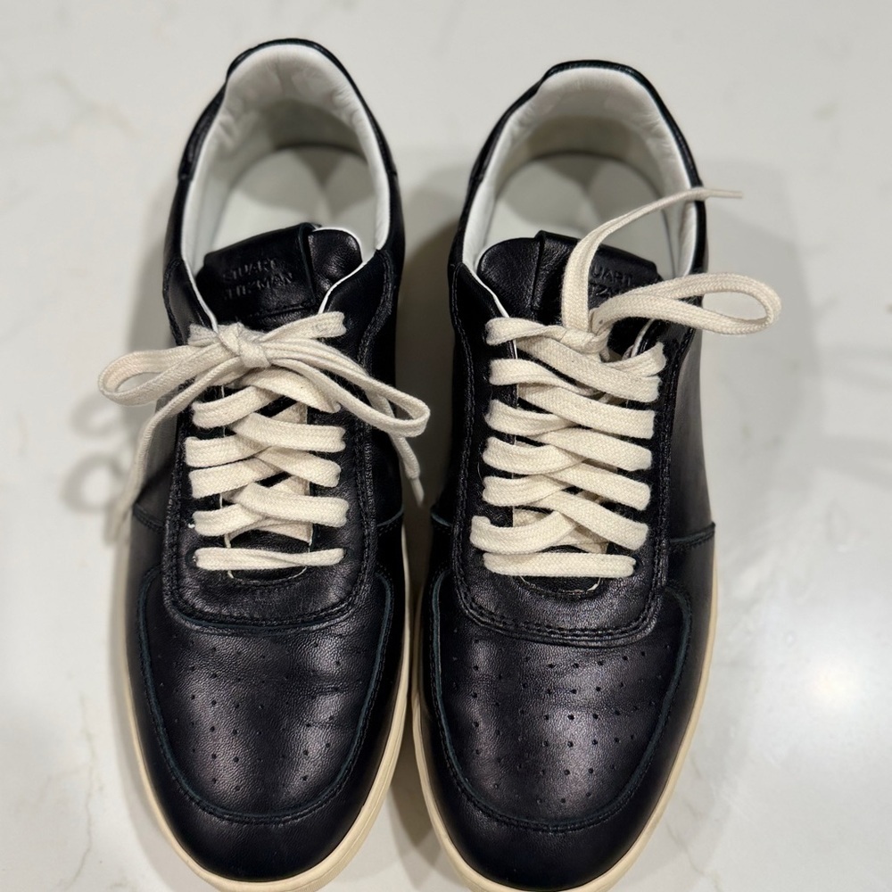 Stuart Weitzman Black and Cream Women's Leather Sneakers - Picture 8 of 8